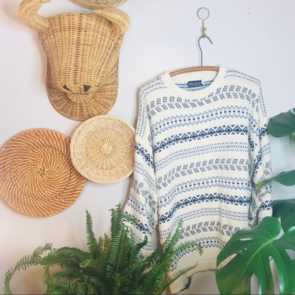 vtg vsco blue nordic oversized boyfriend sweater - Picture 5 of 8